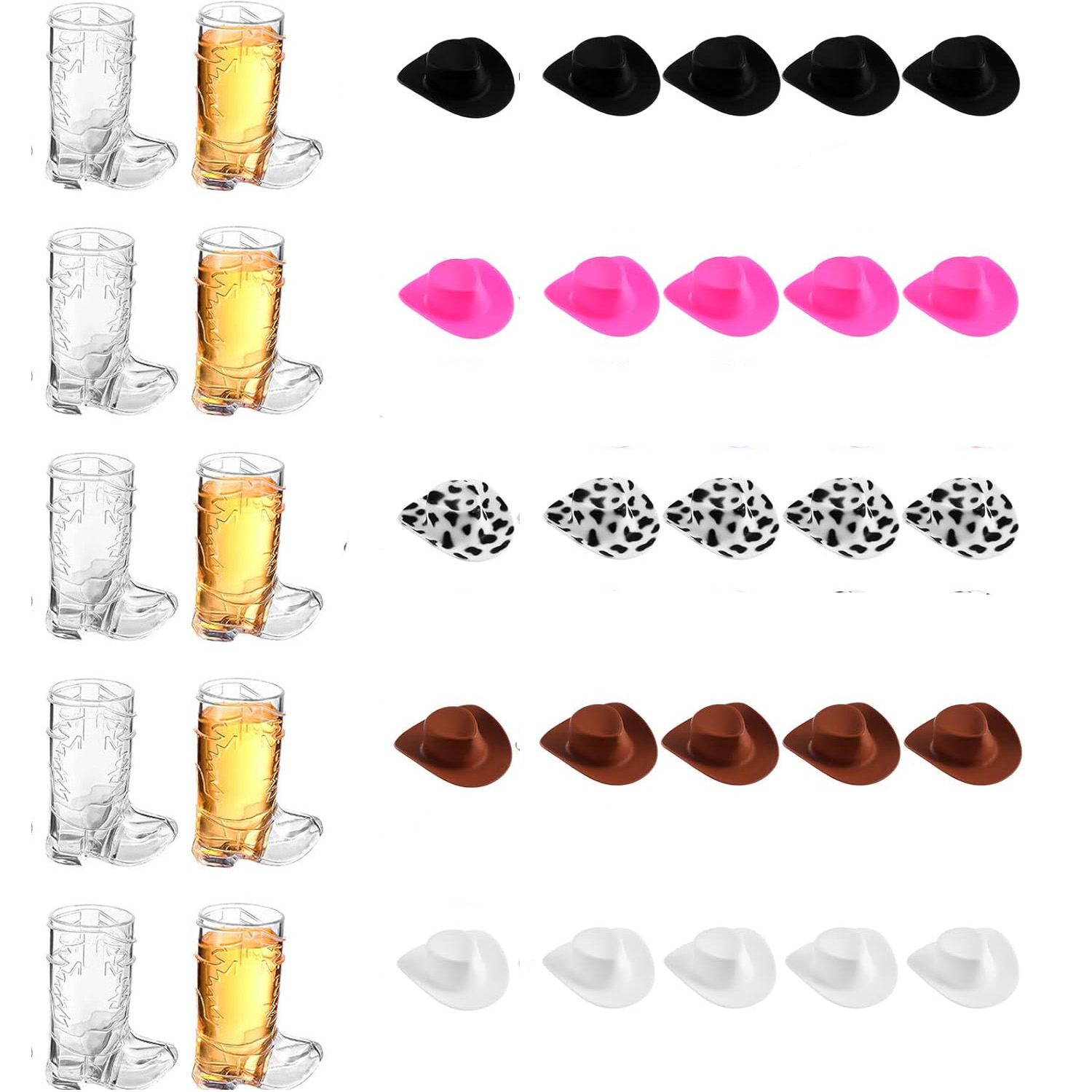 Western Cowgirl Boot - 30 peças cowboys shot glass plástico