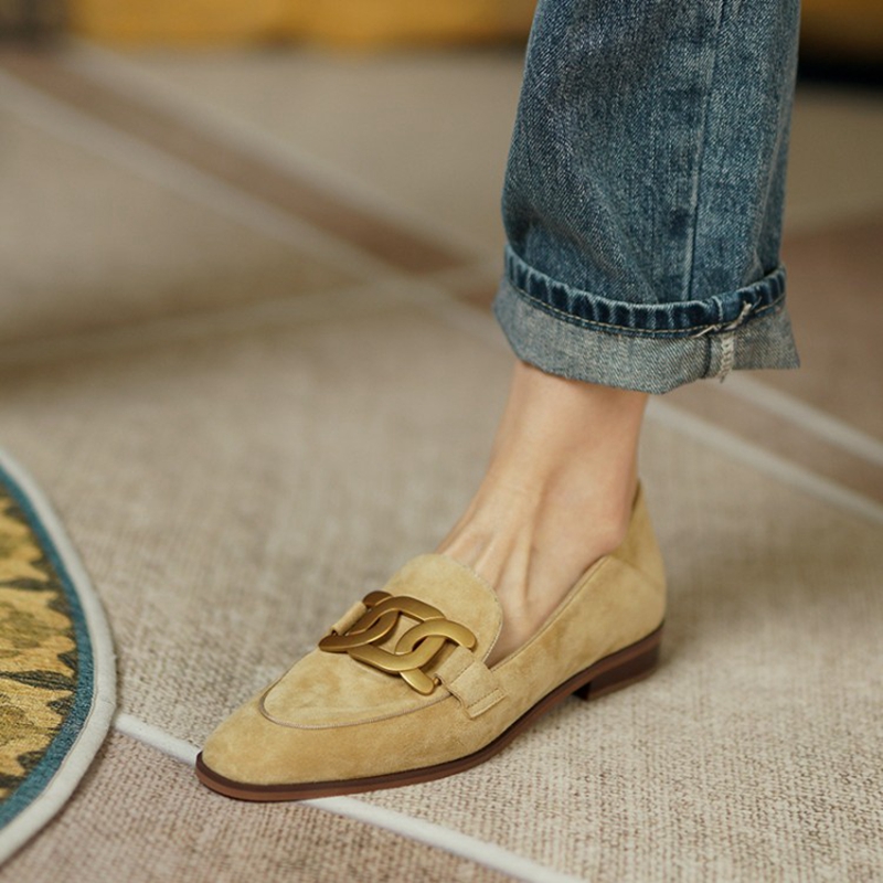 Kids Shoes Women - Mocassins de couro camurça para mulheres,