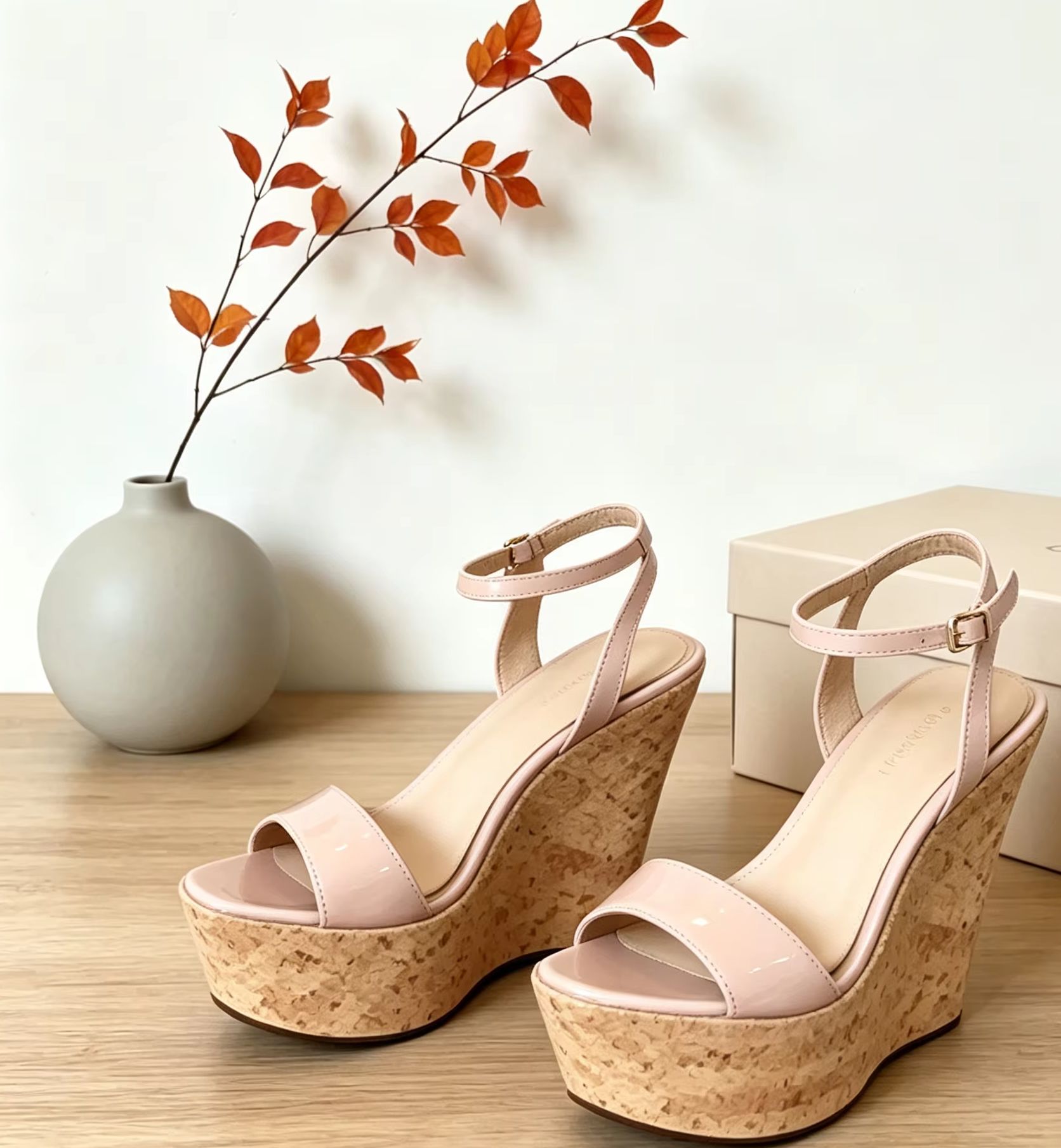 Cork Wedge Sandal - Sandália Feminina Plataforma com Salto Anabela