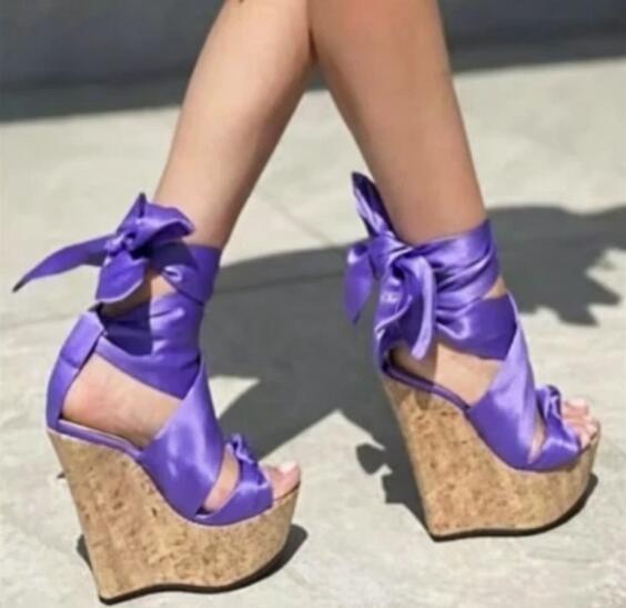 Cork Wedge Sandal - Sandálias Femininas de Verão com Plataforma