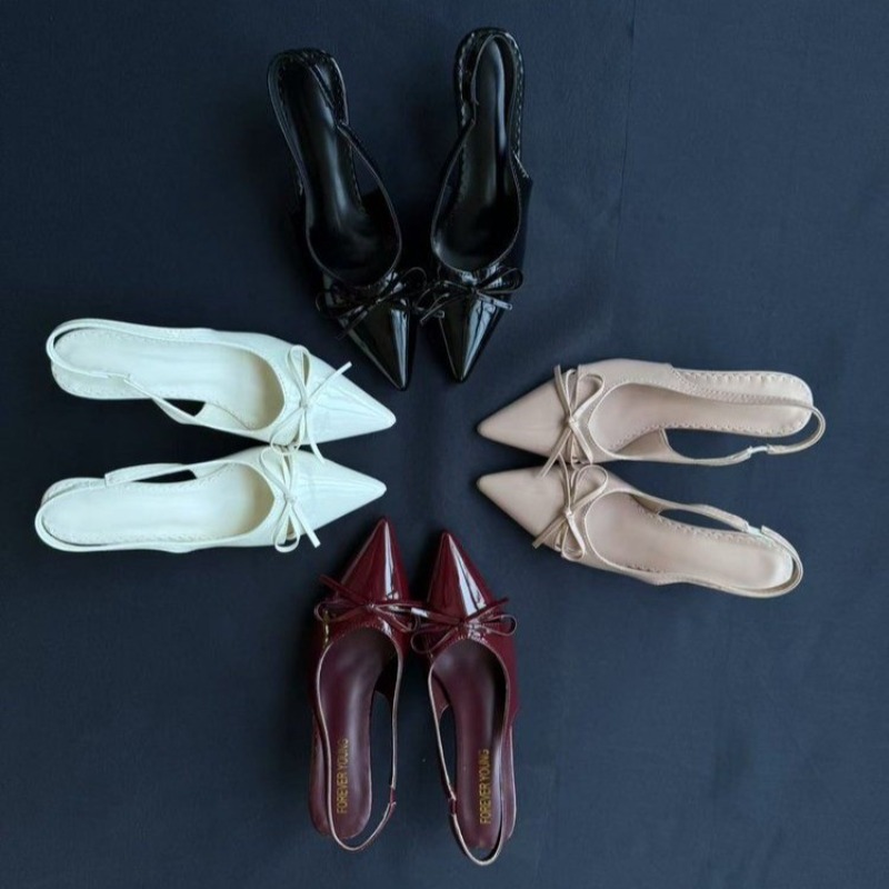 Pointed Toe Flat - Sandálias Femininas de Salto Alto com