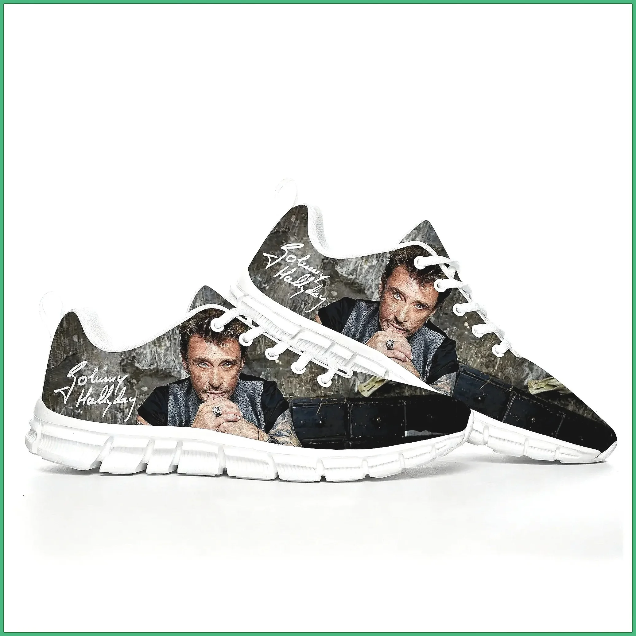 Kids Shoes Women - Tênis brancos personalizados Johnny Hallyday para