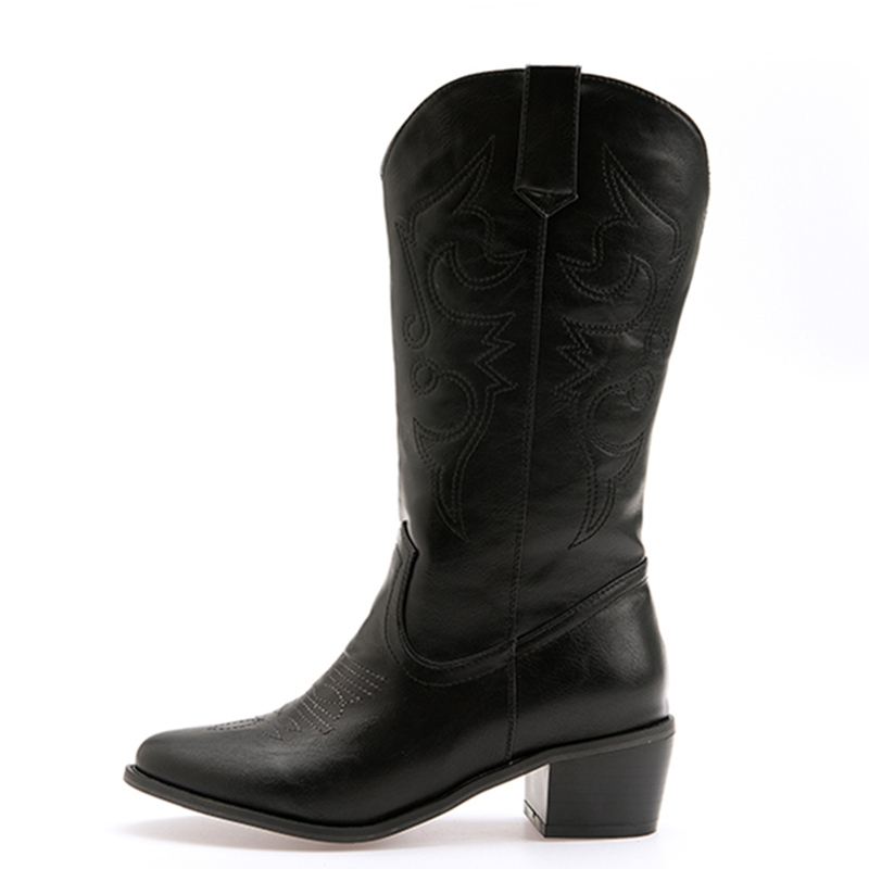 Western Cowgirl Boot - Botas clássicas de cano médio femininas,