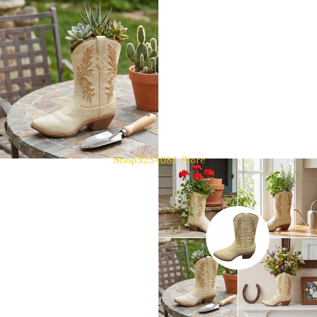 Western Cowgirl Boot - Axyc artístico cowboy bota plantador resina