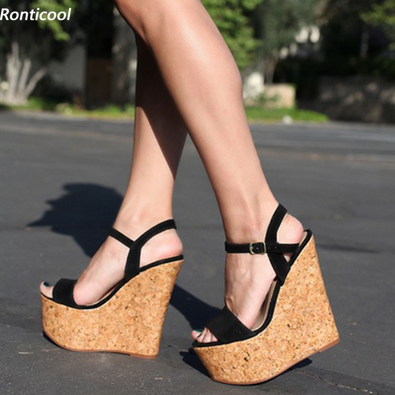 Ronticool sandálias plataforma - Cork Wedge Sandal avaliação e preço