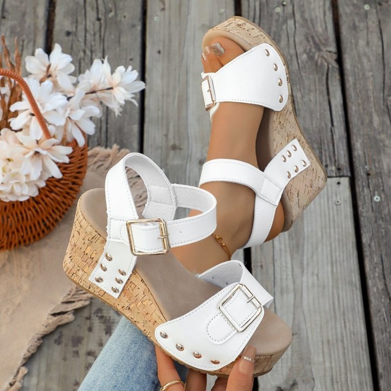 Sandálias Femininas de Verão c - Cork Wedge Sandal avaliação e preço