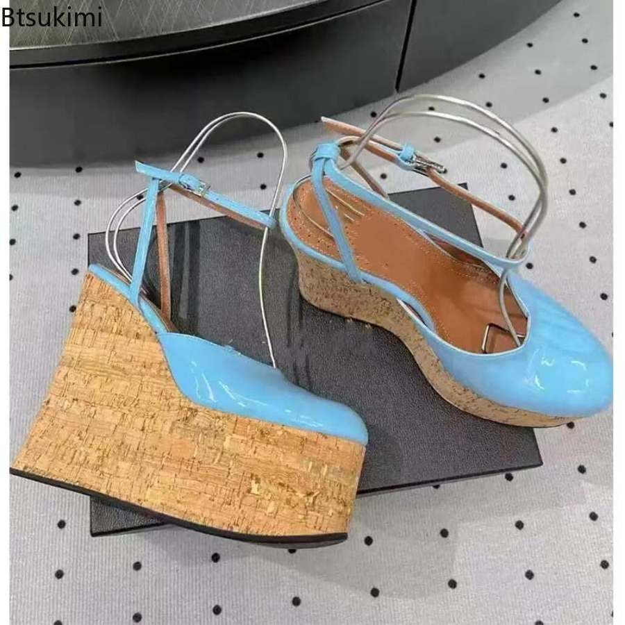 Sandálias femininas de couro e - Cork Wedge Sandal avaliação e preço