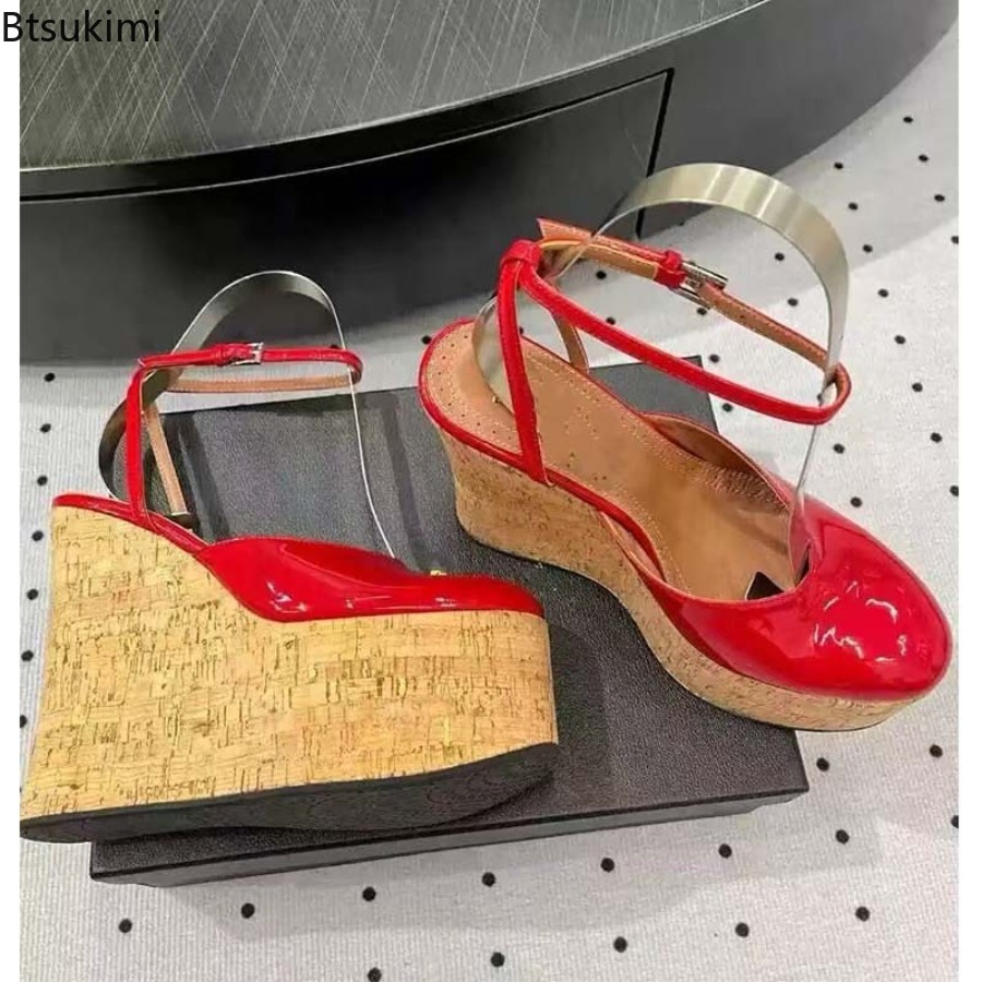 Sandálias femininas de couro e - Cork Wedge Sandal avaliação e preço