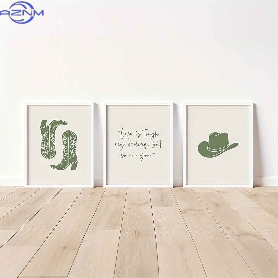 Mural, Conjunto de 3 Peças de  - Western Cowgirl Boot avaliação e preço