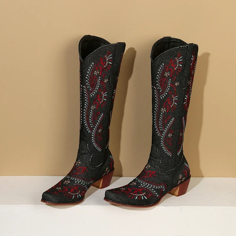 Azul denim ocidental cowgirl j - Western Cowgirl Boot avaliação e preço
